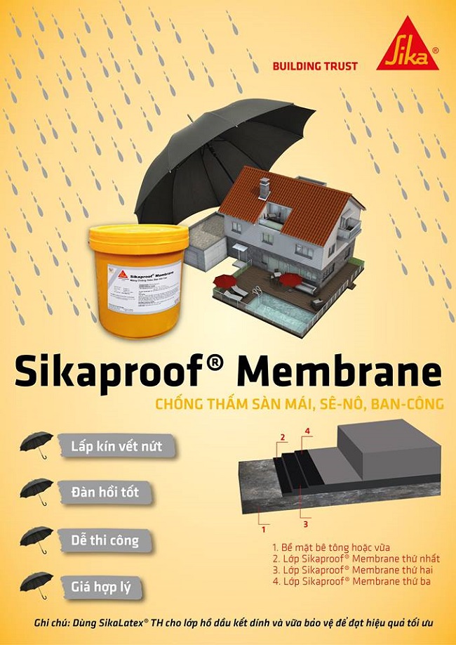 Thi công chống thấm sàn mái bằng Sikaproof Membrane hiệu quả
