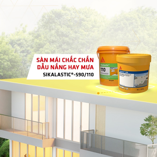 Sàn mái chắc chắn dẫu nắng hay mưa với Sikalastic 590 - Sikalastic 110