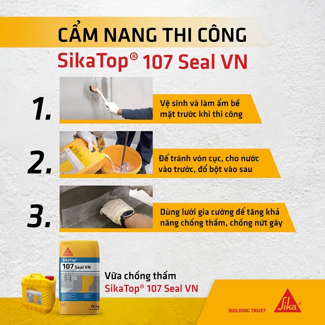 Cẩm nang thi công SikaTop Seal 107 tại Thanh Hóa đúng chuẩn