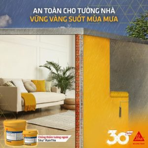 Chống thấm tường ngoài nhà đẹp bền lâu với Sika RainTite